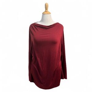 J. Jill Draped Neck Cinched Waist Tencel Long Sleeve Shirt XL DK Crimson NWT